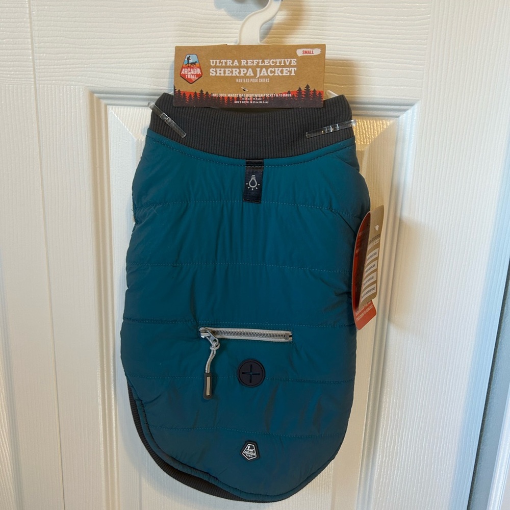 NWT Ultra Reflective Sherpa Dog Jacket - Teal
